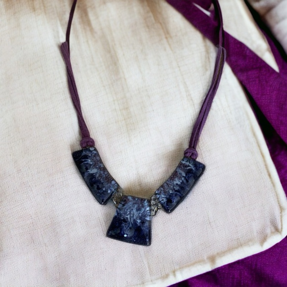 Very unique art glass necklace vintage 70’s